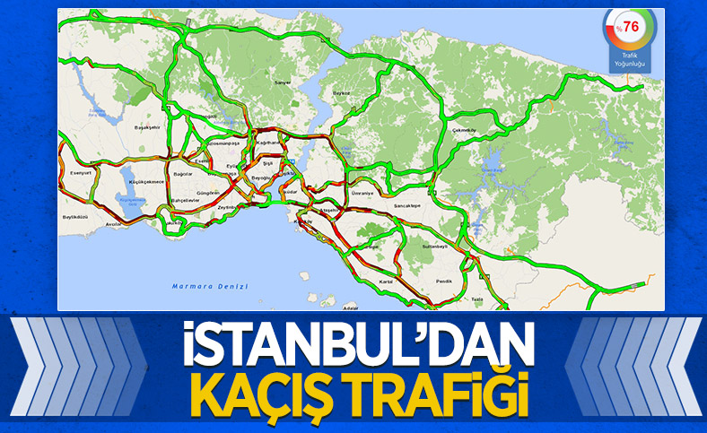 istanbul da trafikte ara tatil yogunlugu