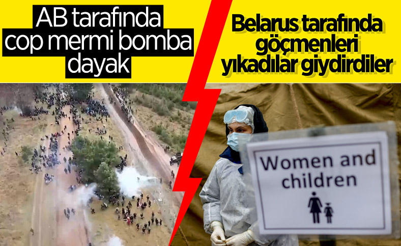 Belarus-Polonya sınırında göçmenler, haftalar sonra banyo imkanı buldu