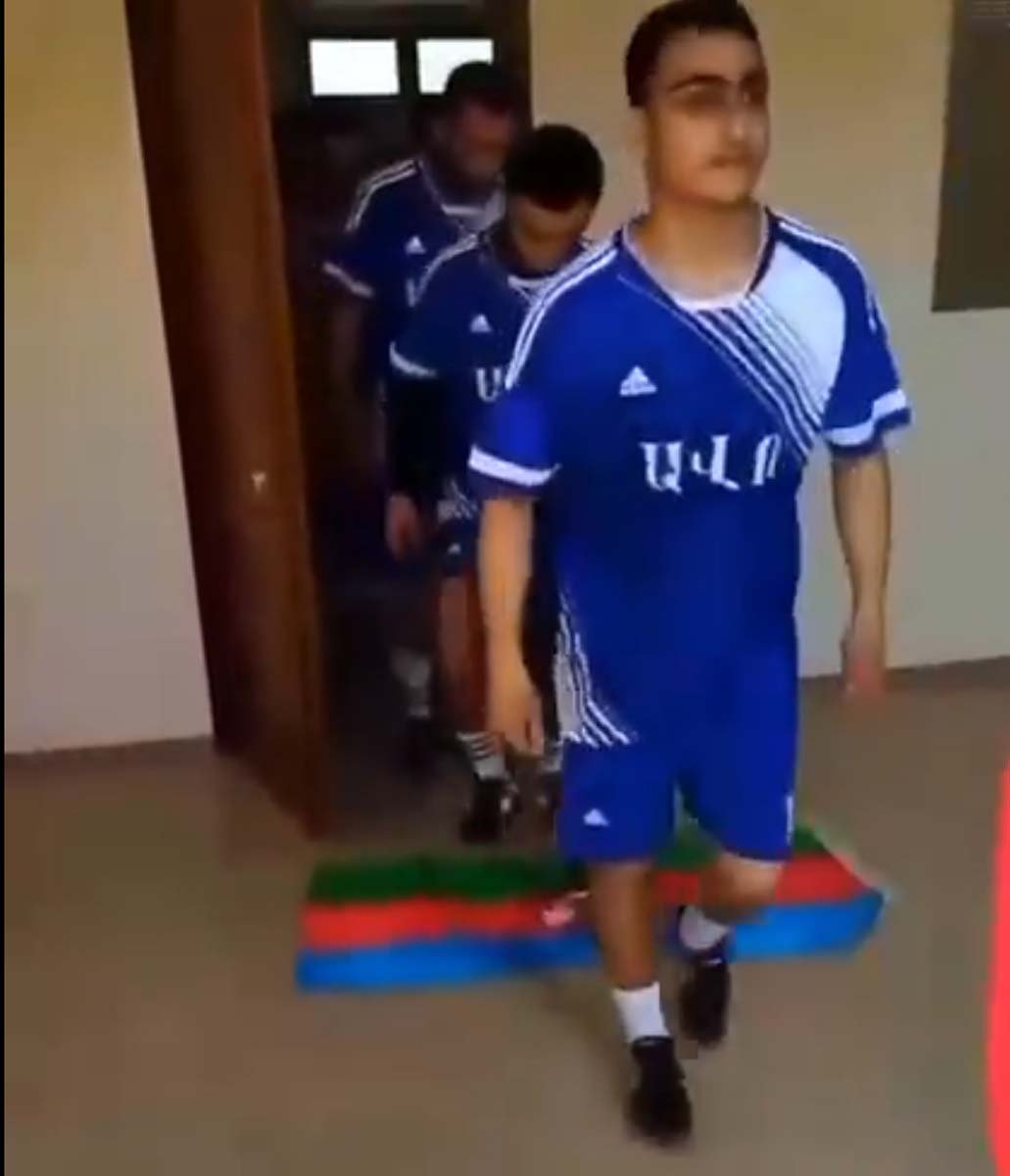 Armenian football players stepped on the Azerbaijani flag in Khojavend #1