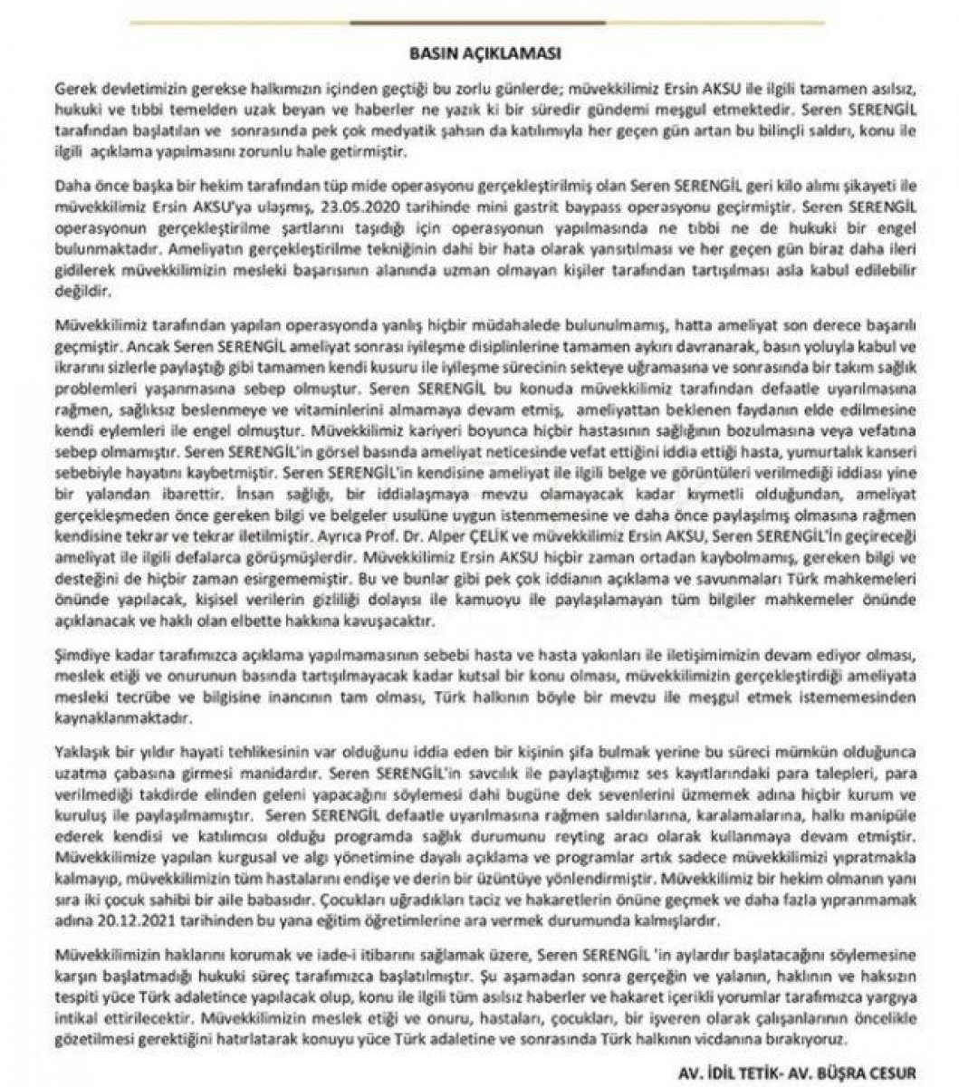 Seren Serengil’in eski doktorundan açıklama geldi #1