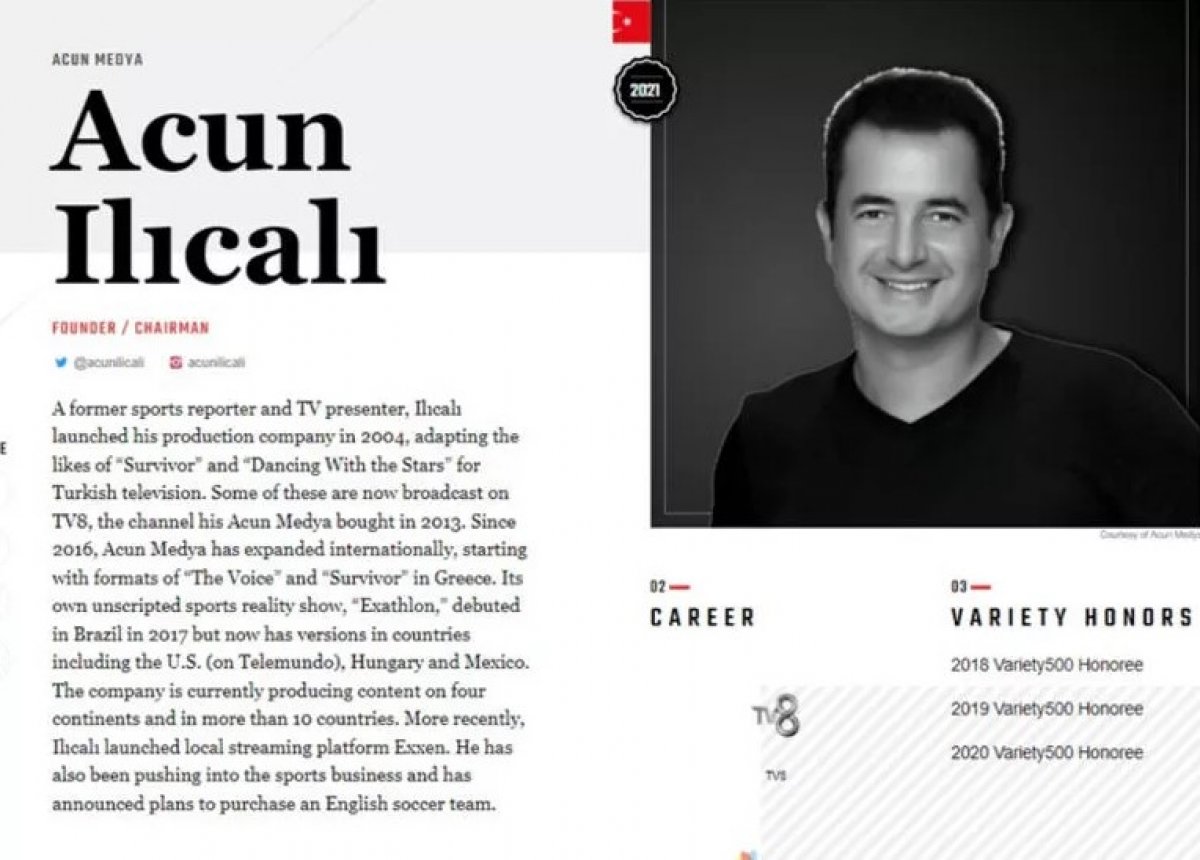 Acun Ilıcalı, ‘En Etkili 500 İş İnsanı’ listesinde #1