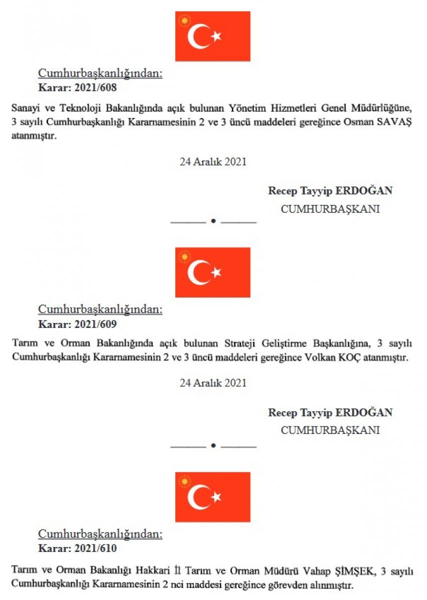 Cumhurbaşkanı Erdoğan dan bakanlık ve kurumlara atamalar #4