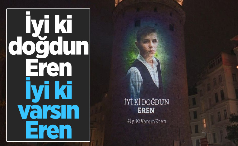 Galata Kulesi'nde şehit Eren Bülbül'ün doğum gününe özel video gösterisi