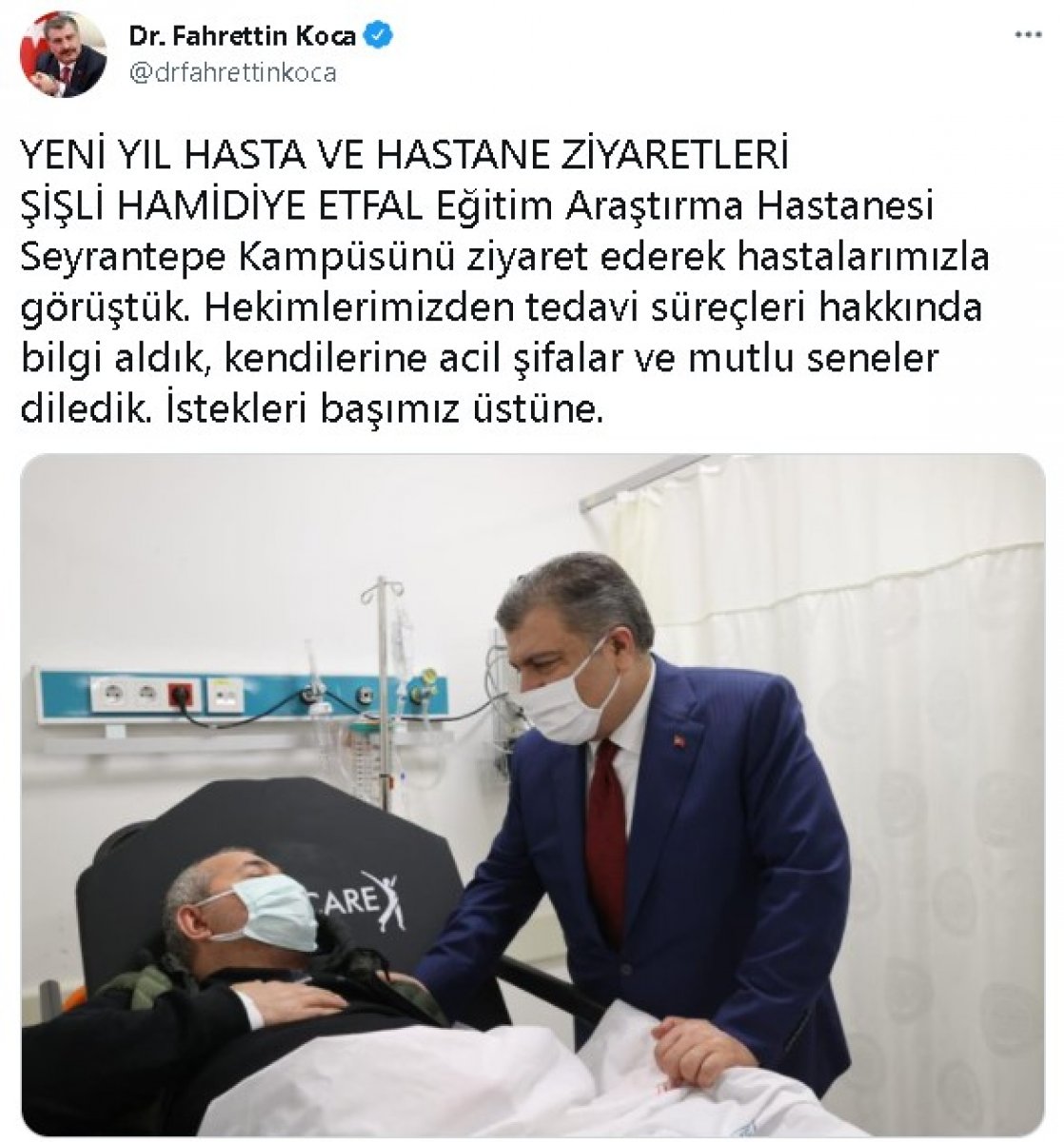 Sağlık Bakanı Fahrettin Koca, yılbaşı gecesinin hastanede geçirnleri ziyaret etti #3