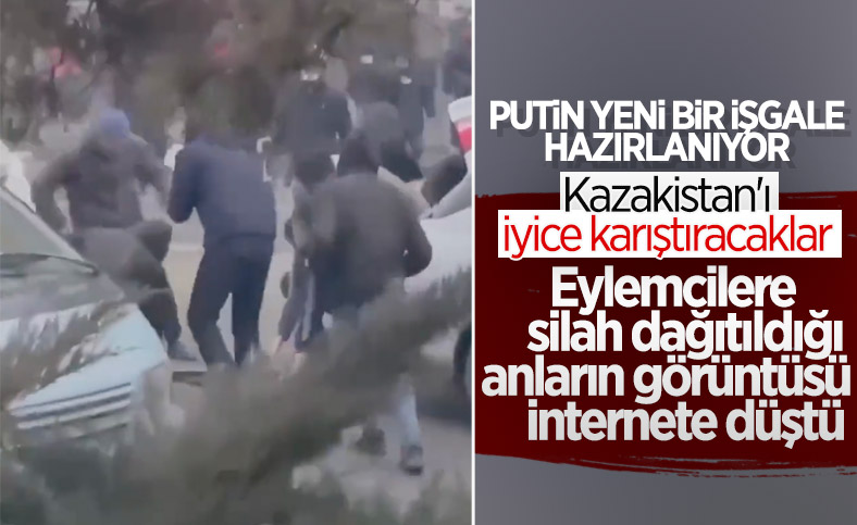 Kazakistan'da göstericilere silah dağıtılıyor