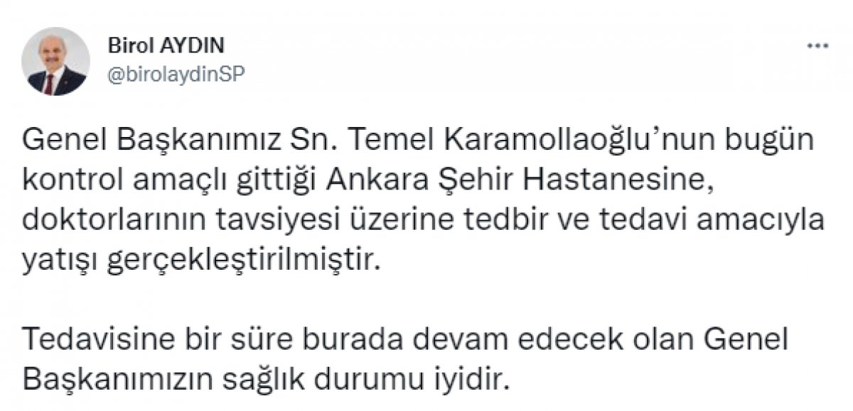 Temel Karamollaoğlu hastaneye yatırıldı #2