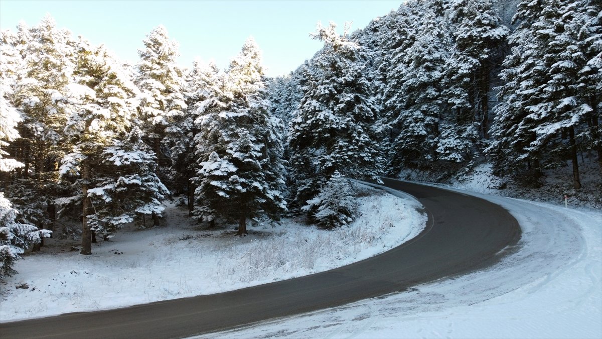 Bolu da ormanlar karla kaplandı #1