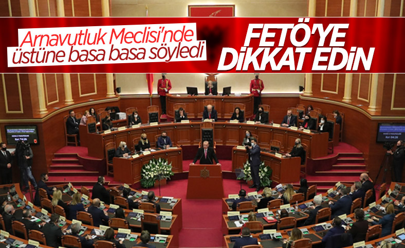 Cumhurbaşkanı Erdoğan Arnavutluk meclisinde FETÖ'ye karşı uyardı
