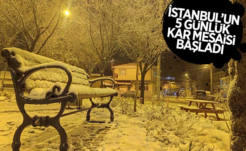 Gece saatlerinde, İstanbul'da kar yağışı aralıklarla sürdü