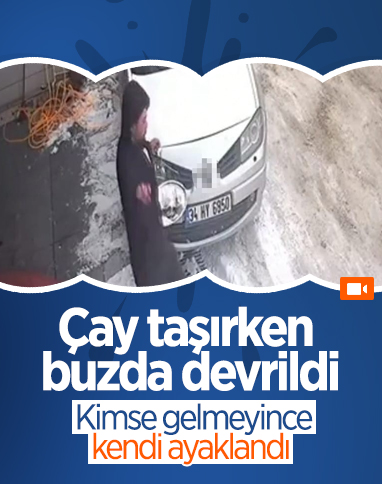 Bursa'daki genç, çay taşırken buzda kaydı