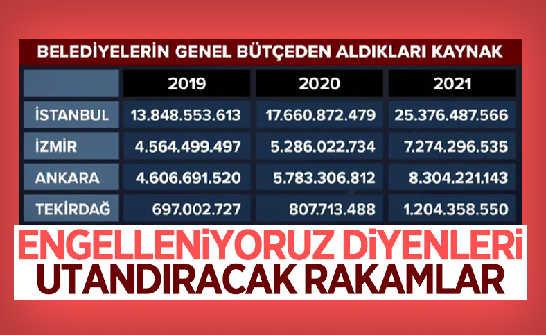 Yıllara göre İstanbul, Ankara ve İzmir'in genel bütçeden aldığı paylar