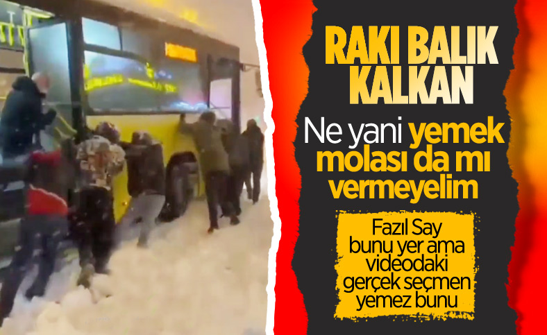 İstanbul'da kar çilesi: Otobüsleri yolcular itti
