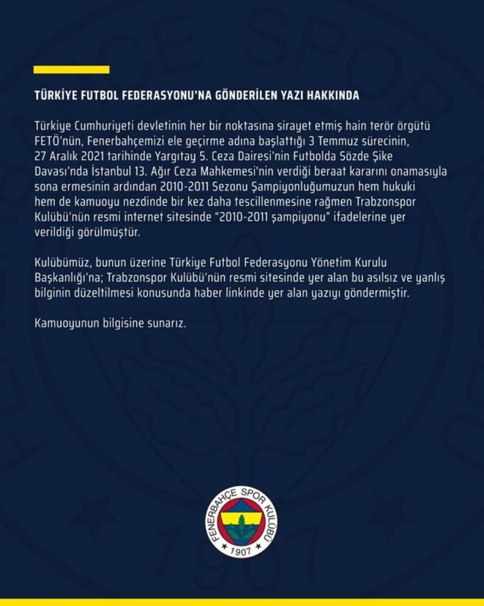 Fenerbahçe den flaş açıklama! 2010-2011 sürecine ilişkin ne denildi?  #1