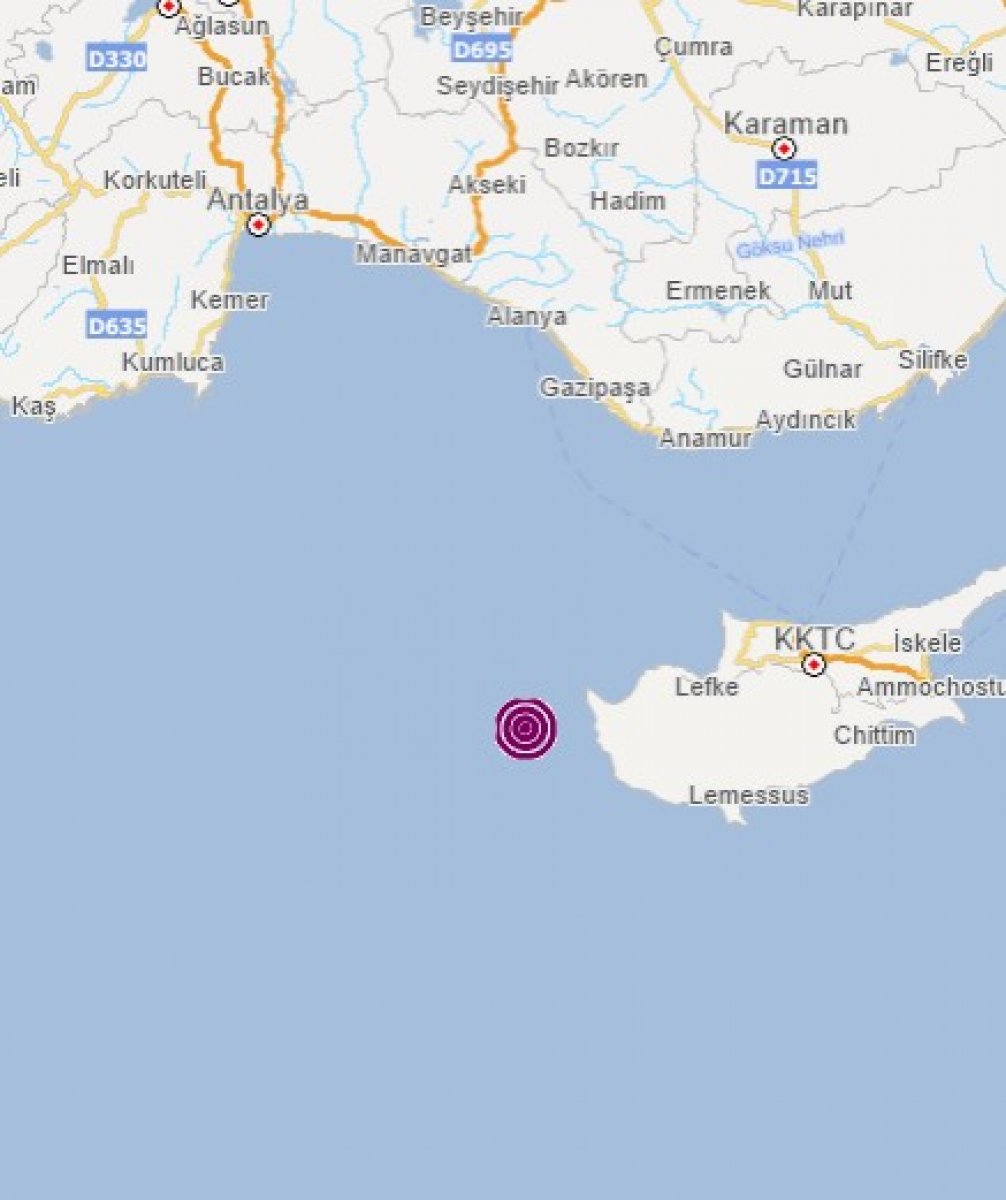 Akdeniz de 5.1 büyüklüğünde deprem #1