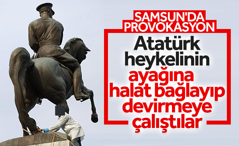 Samsun'da Atatürk heykeline saldırı