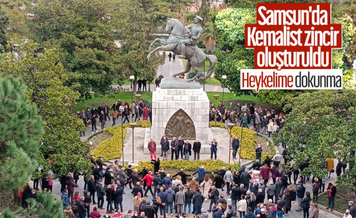 Samsun da Atatürk heykeline saldırı anı #3