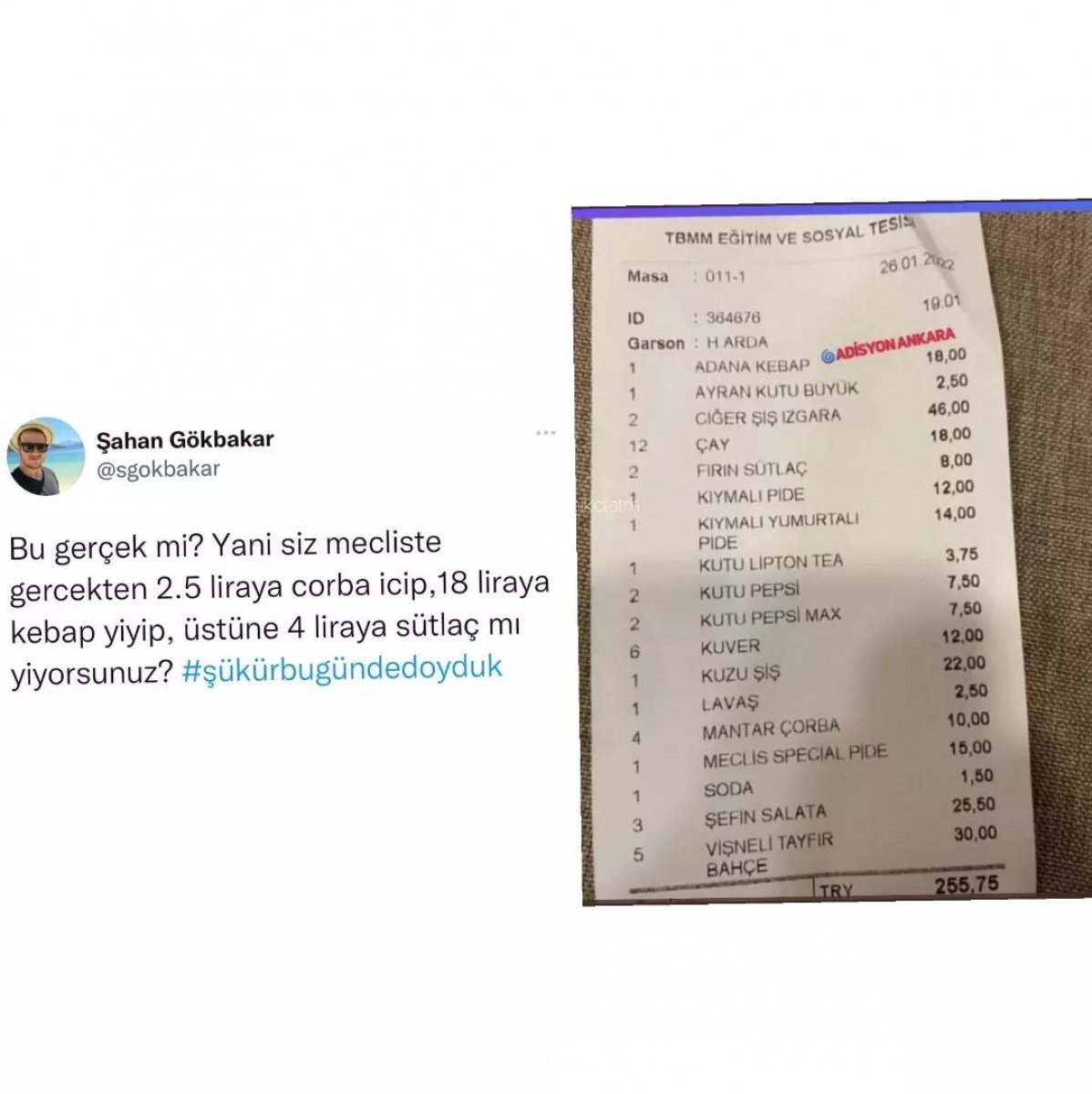 Şahan Gökbakar, Meclis’teki yemekhane fiyatlarına tepki gösterdi #1