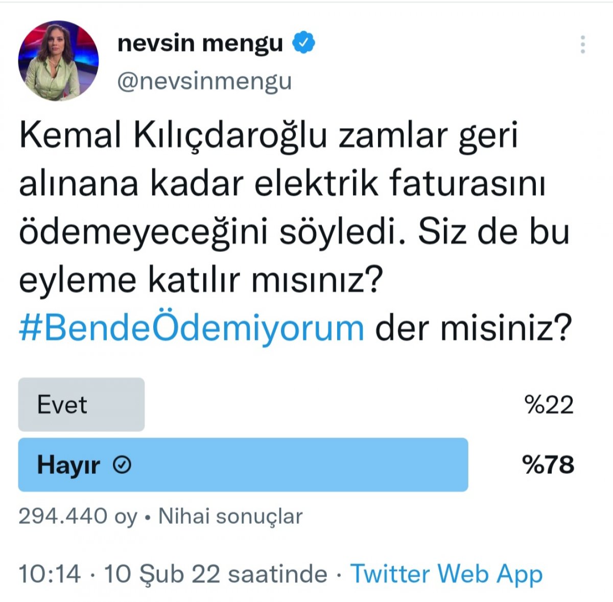 Nevşin Mengü nün Kılıçdaroğlu anketi: Ezici çoğunluk  hayır  dedi #1