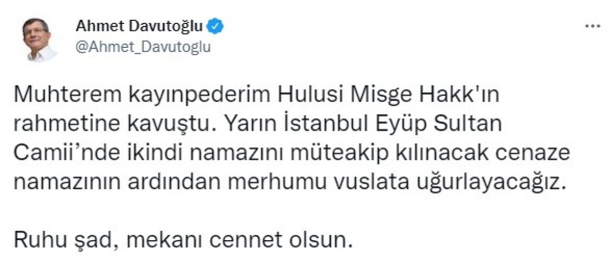 Ahmet Davutoğlu nun kayınpederi vefat etti #1