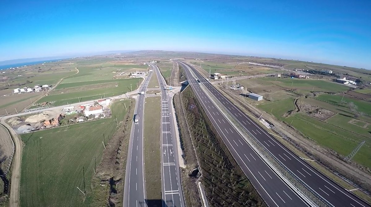 Tekirdağ-Çanakkale Otoyolu, paramotor paraşütle görüntülendi #7