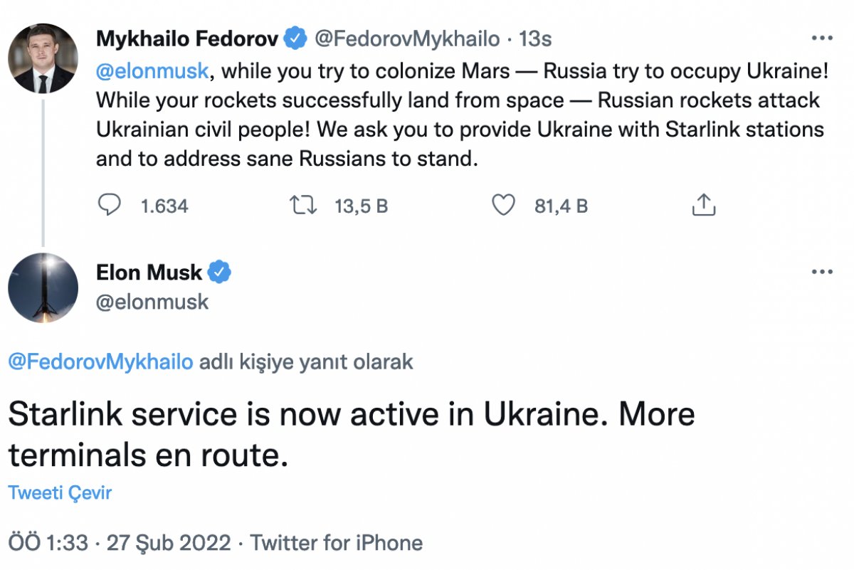 Elon Musk, uydu internet sistemi Starlink i Ukrayna da aktive etti  #2