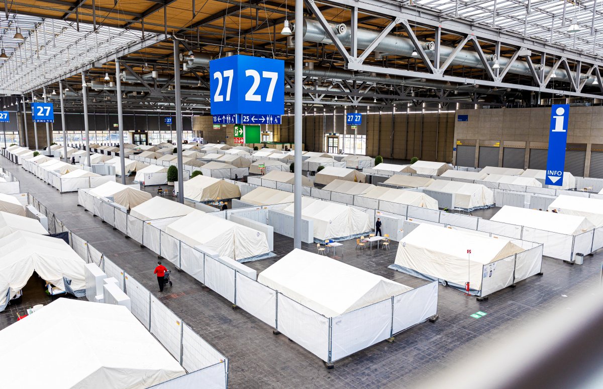 Tents set up for Ukrainian refugees at the fairground in Germany #4