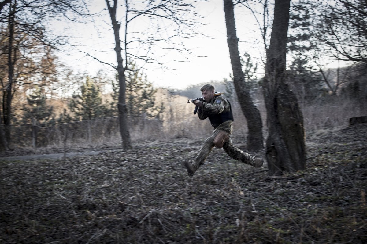 Frames from the military training of Ukrainian volunteers #12