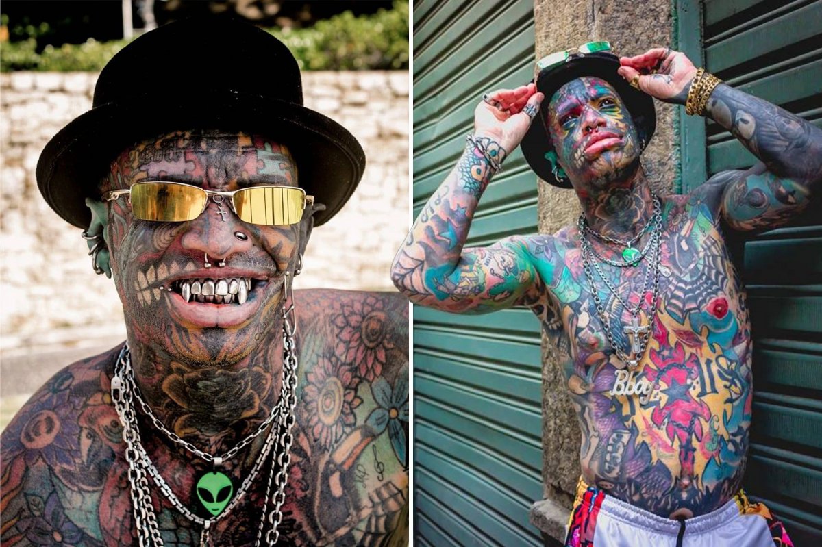 The artist whose body is covered with tattoos in Brazil draws attention #5