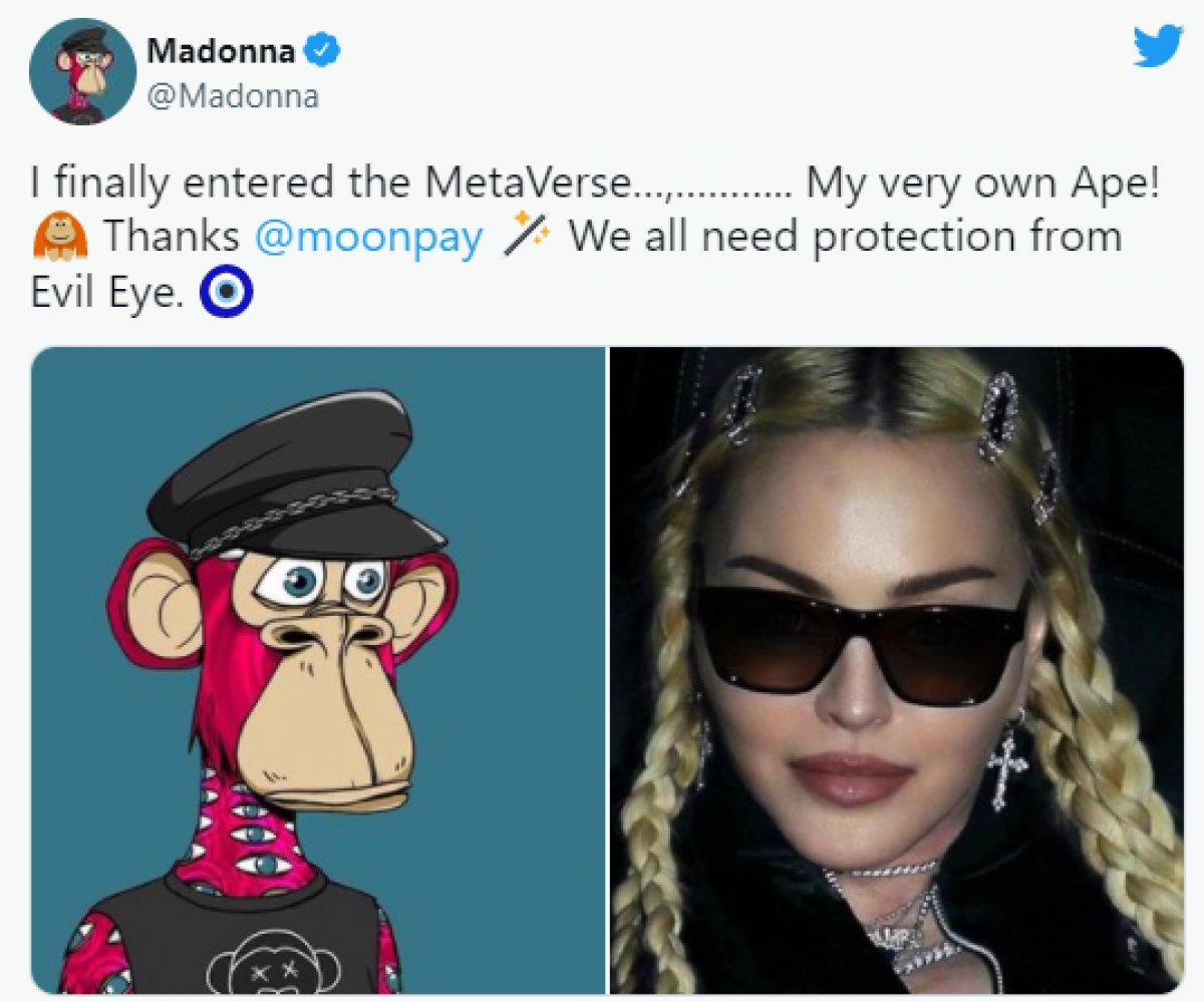 Madonna paid $570k for 'Bored Monkey' NFT #1