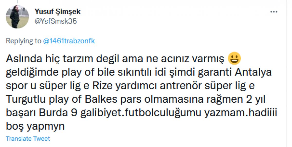 Yusuf Şimşek ten 1461 Trabzon a sosyal medyadan yanıt #2