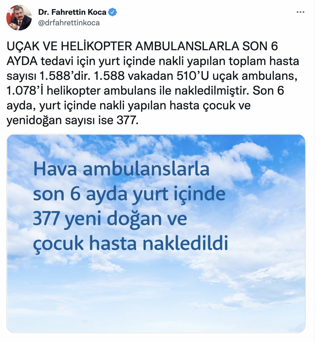 Fahrettin Koca: 1588 hastanın nakli uçak ve helikopterle yapıldı #1