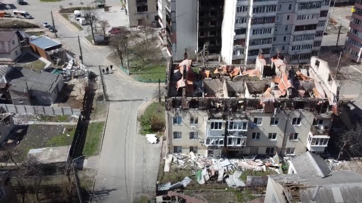 Demolition in Kiev viewed from the air