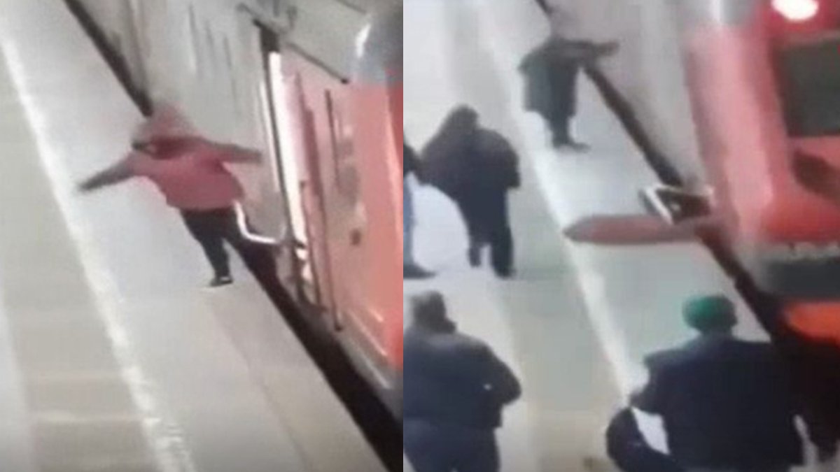 Passenger’s foot stuck in subway door in Moscow