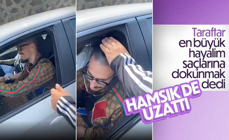 Trabzonspor taraftarı Hamsik'in saçlarını elledi