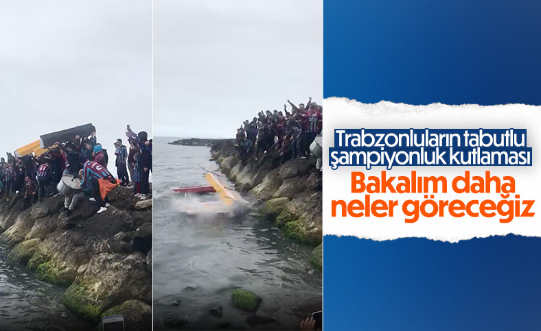 Trabzonsporlu taraftarlar sarı-kırmızılı ve sarı lacivertli tabutları denize attı