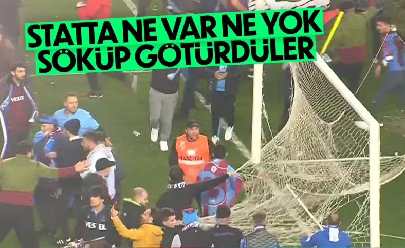 Trabzonspor taraftarları kale ağlarını söktü