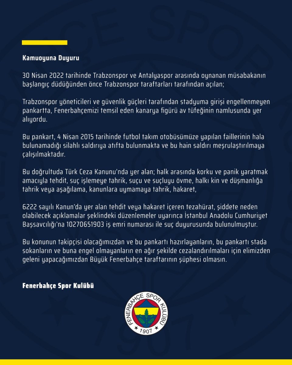 Fenerbahçe den Trabzonspor a suç duyurusu #2