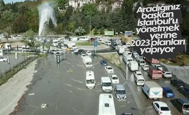 Bahçeşehir''de İSKİ'ye ait su borusu patladı