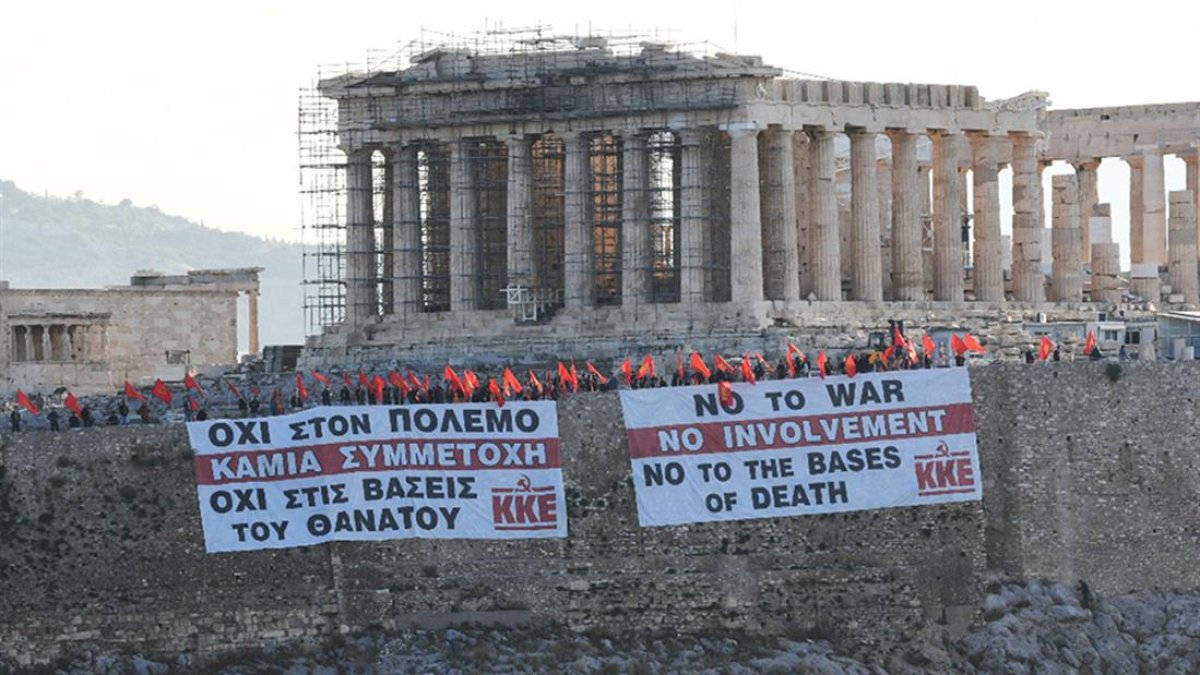 Yunanistan, ABD üslerine karşı eyleme sahne oldu #1