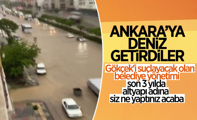 Ankara’da sağanak yağış yolları göle çevirdi