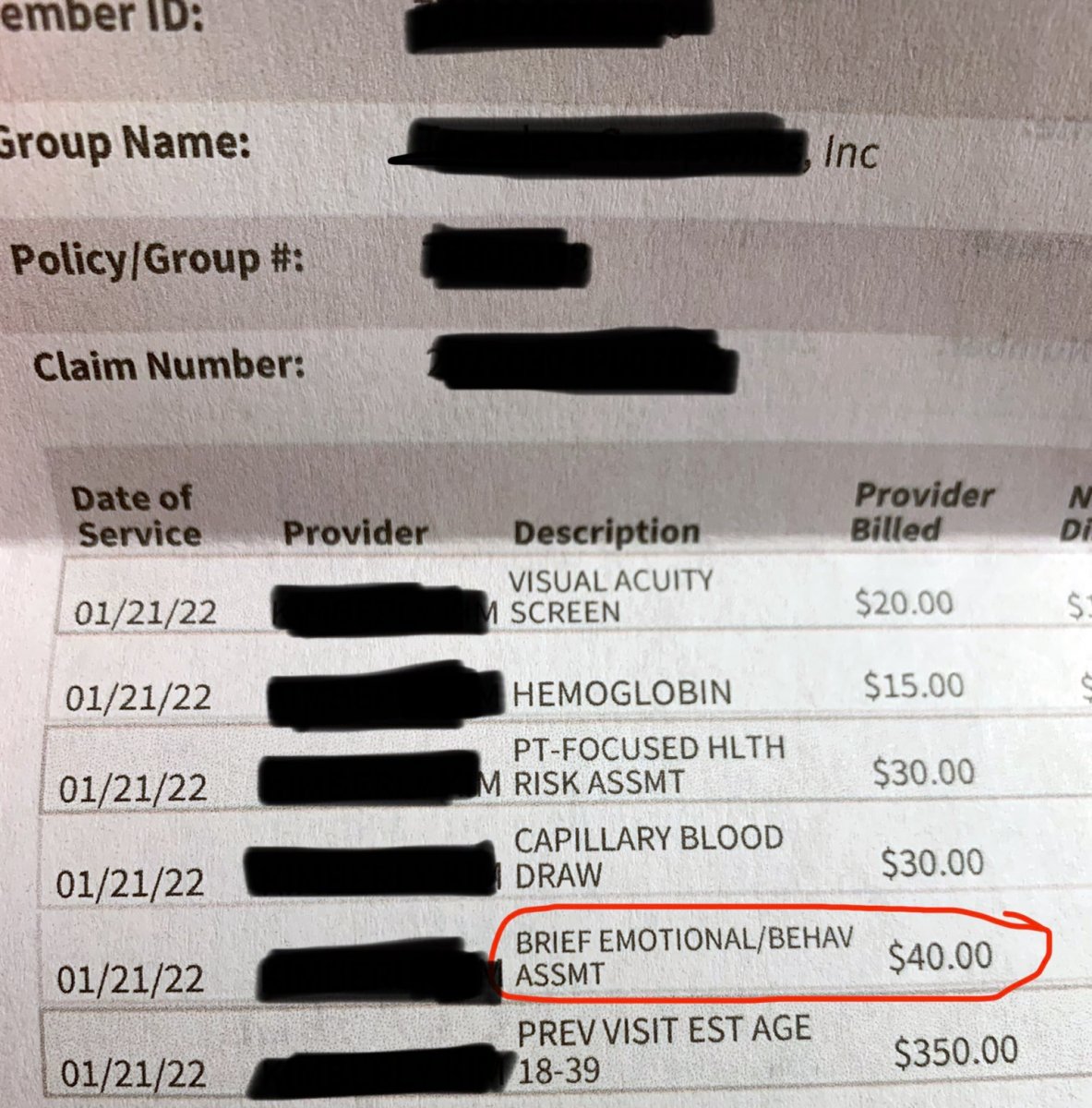 $40 written to American woman crying at doctor's appointment #1