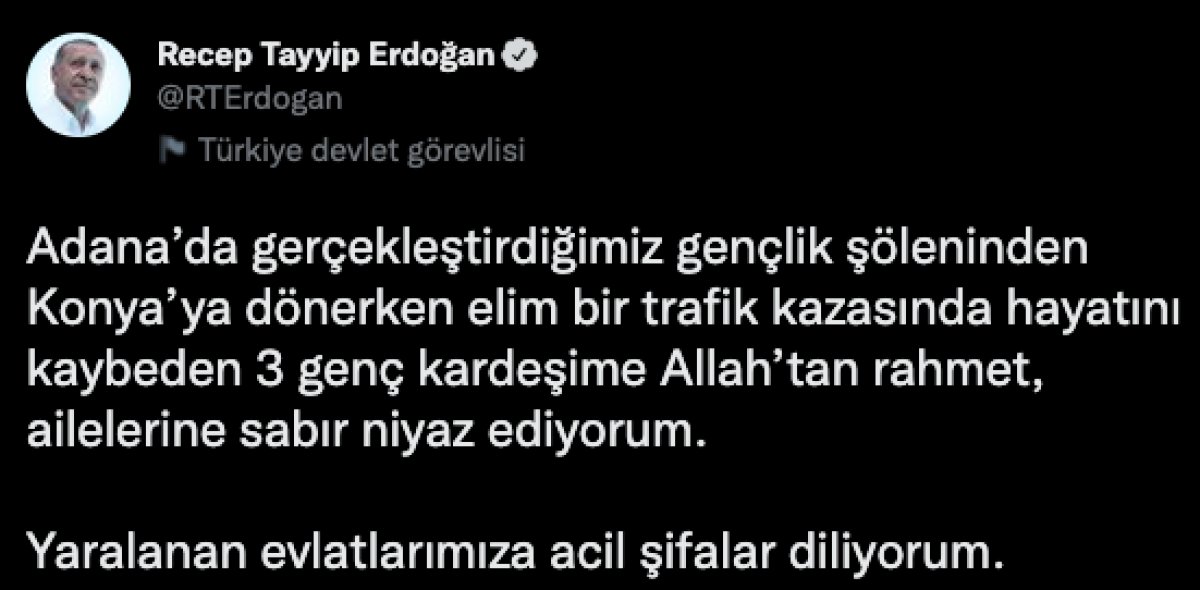 Cumhurbaşkanı Erdoğan dan Niğde kazası paylaşımı #1