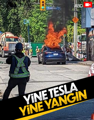 Kanada'da Tesla Model Y, durup dururken yandı