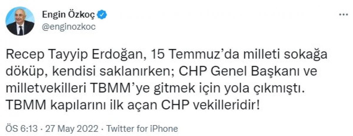 CHP li Engin Özkoç tan 15 Temmuz paylaşımı  #1