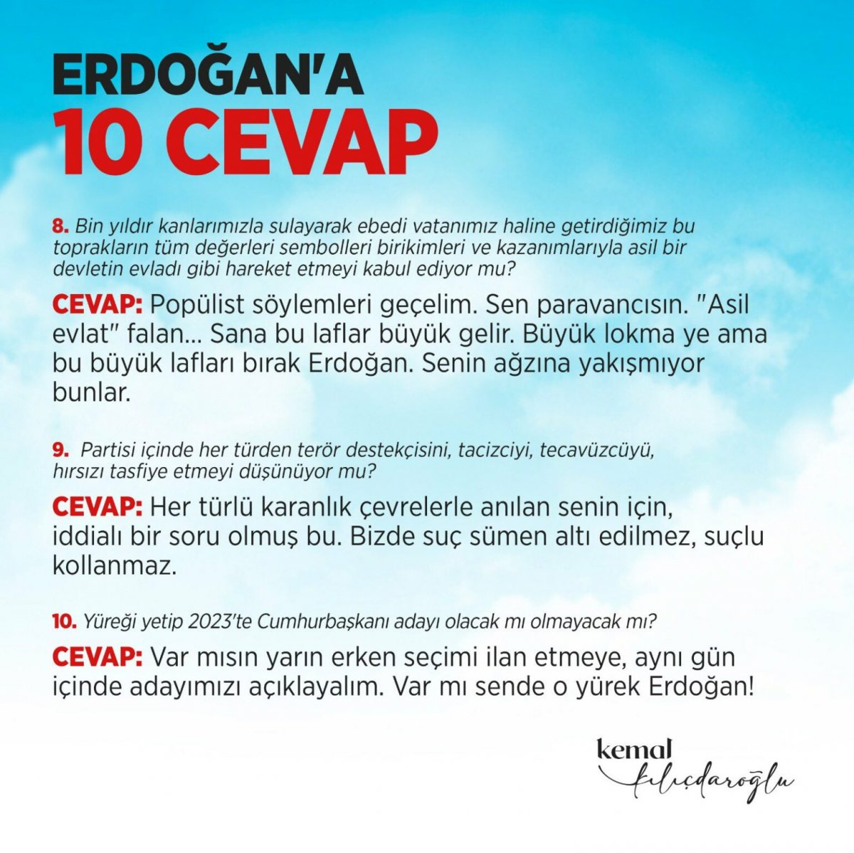 Kılıçdaroğlu, Cumhurbaşkanı Erdoğan ın sorularını cevapladı #4