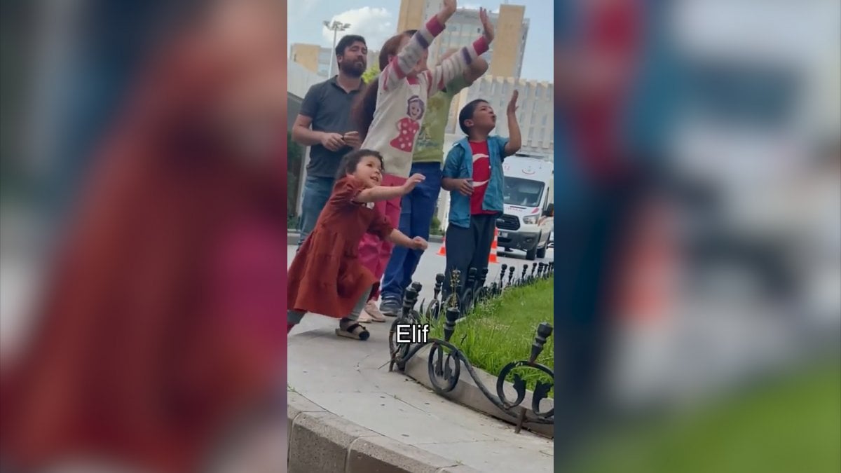 Ankara da, hastane bahçesinde kardeşlerini bekleyen çocukların sevinci kamerada #2