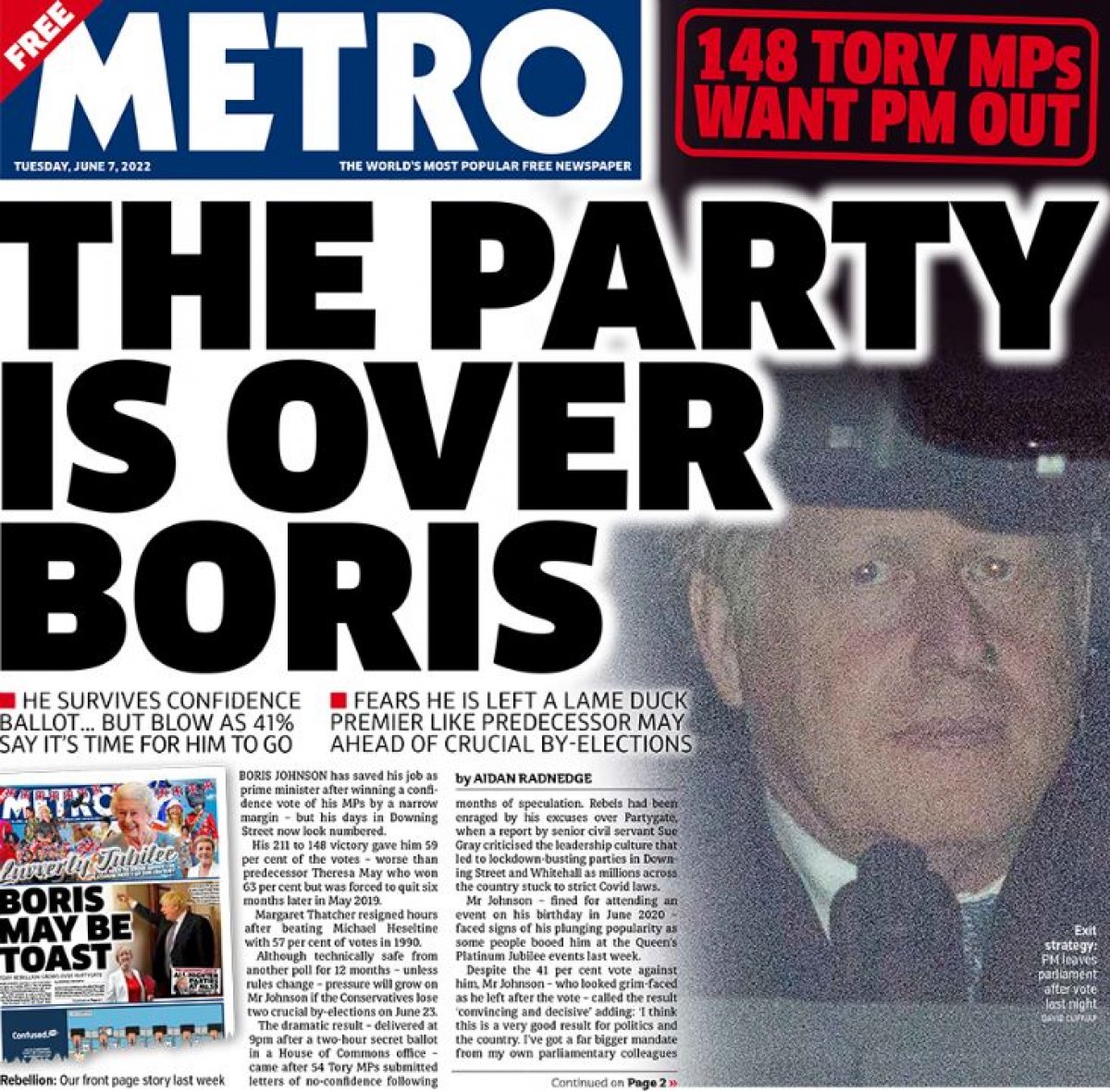UK press: Boris Johnson injured #3