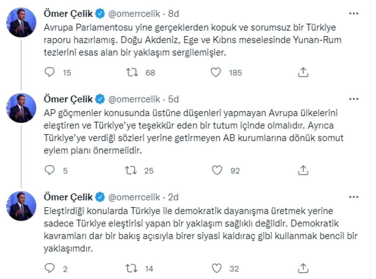 Ömer Çelik ten AP nin Türkiye raporuna sert tepki #1