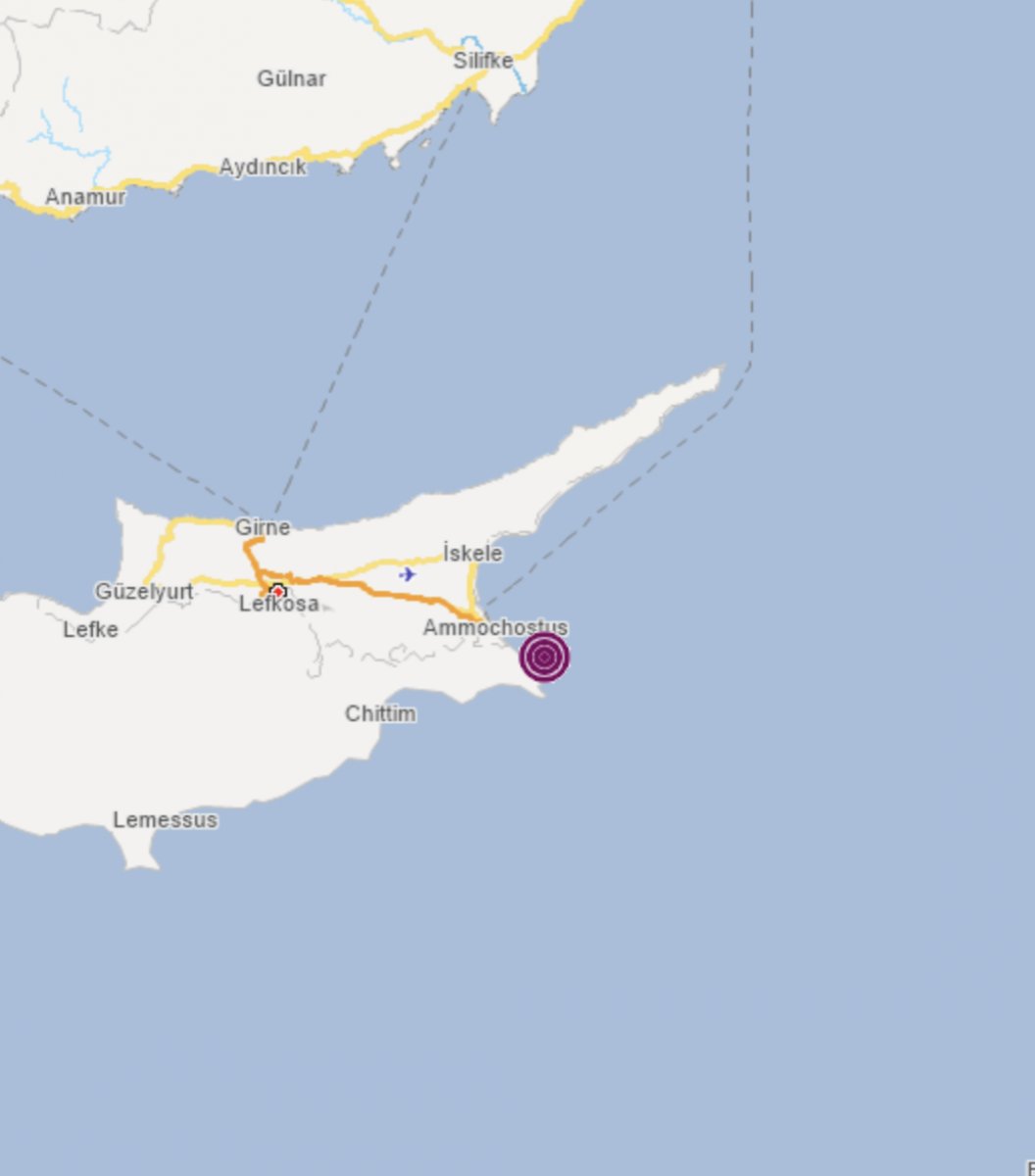 Kıbrıs açıklarında 4.6 büyüklüğünde deprem #1