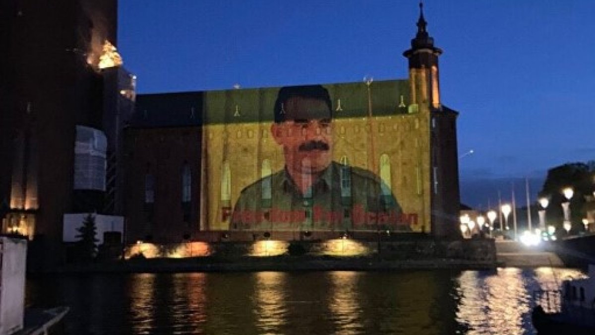 PKK rags and Öcalan’s photographs were projected onto symbolic buildings in Sweden